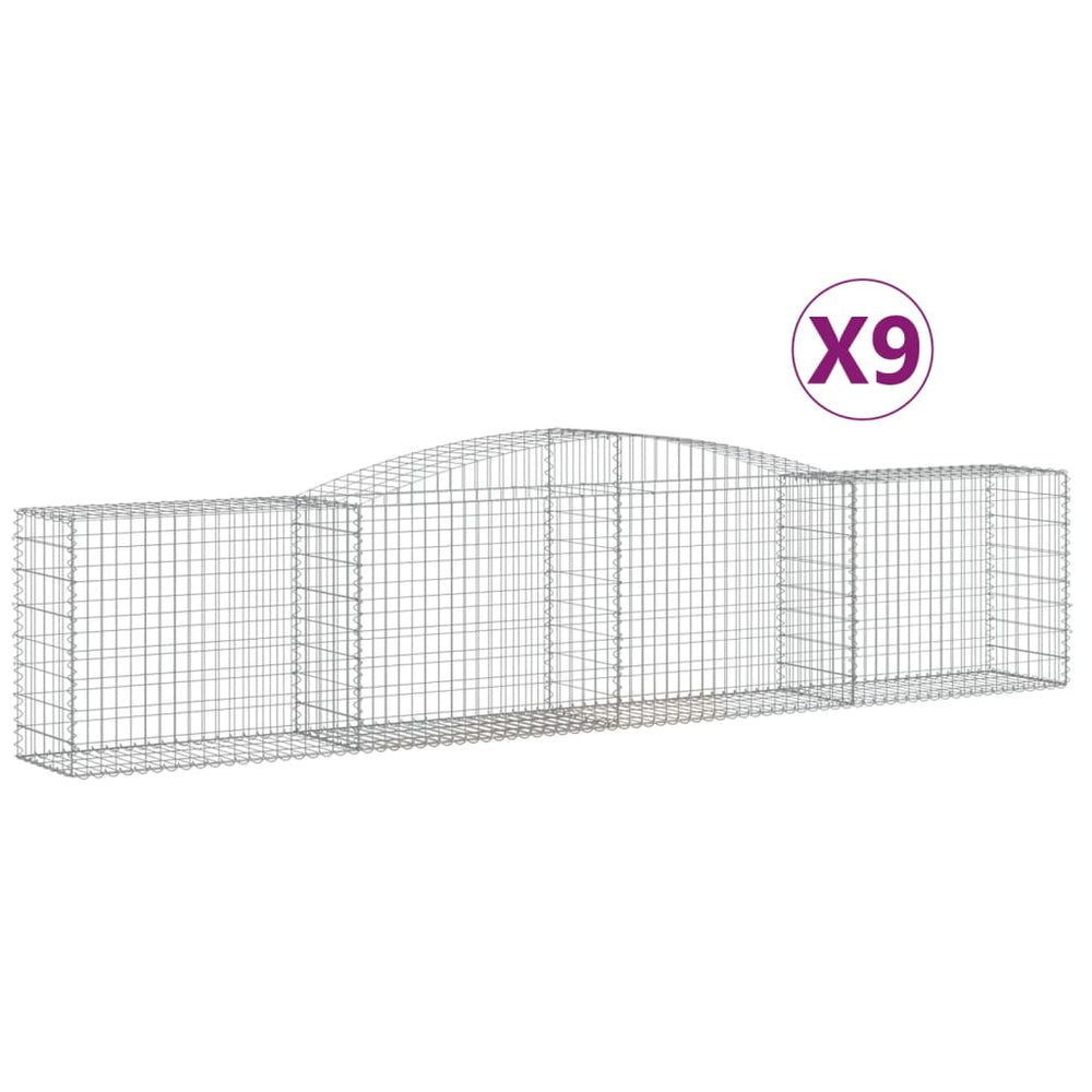 vidaXL Gabions à arc élevé 9 pcs 400x50x80/100cm Fer galvanisé