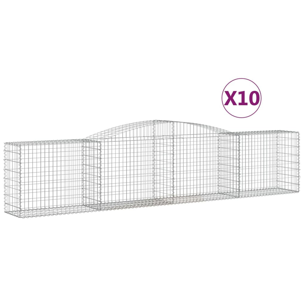 vidaXL Gabions avec arche 10 pcs 400x50x80/100 cm Fer galvanisé