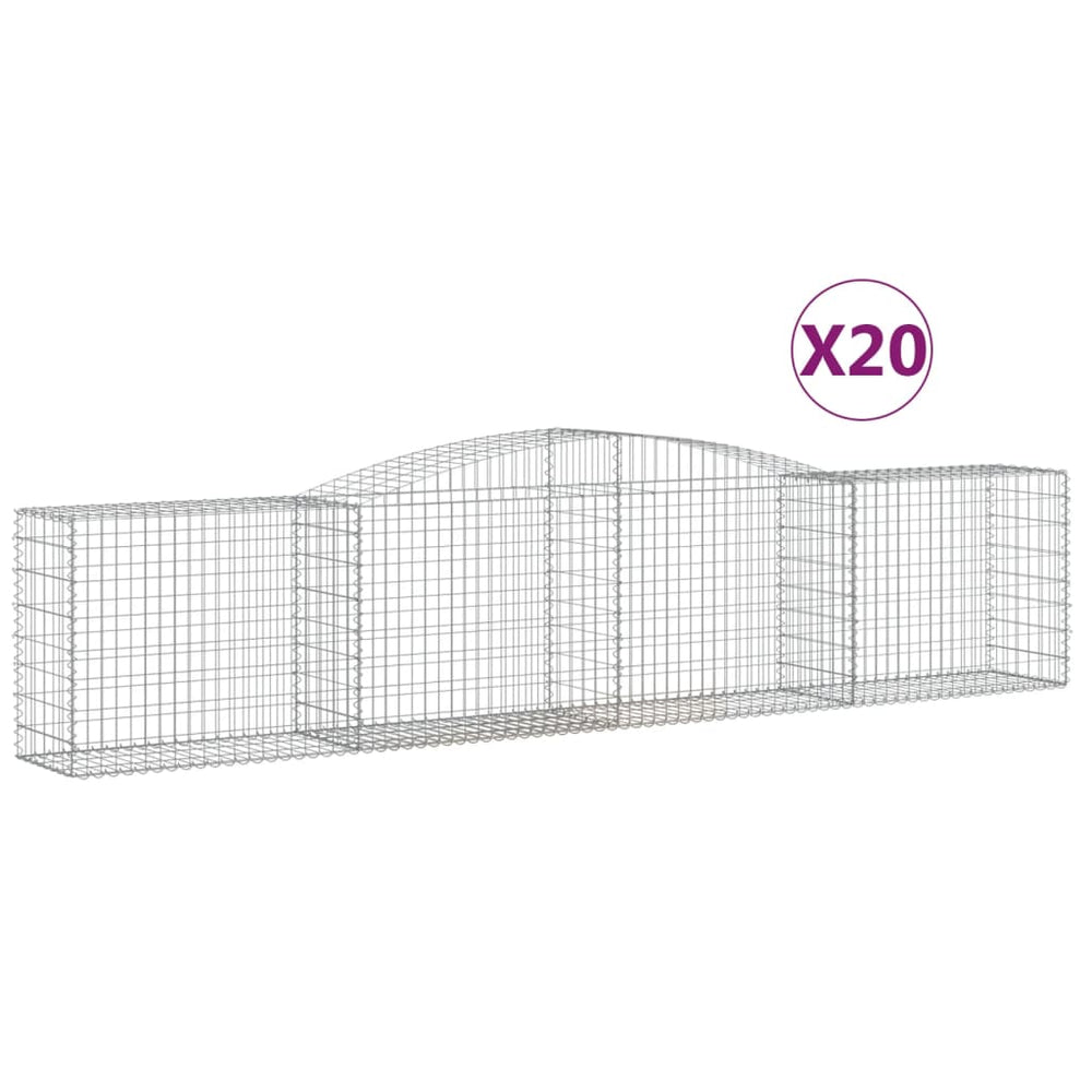 vidaXL Gabions avec arche haute 20 pcs 400x50x80/100cm Fer galvanisé