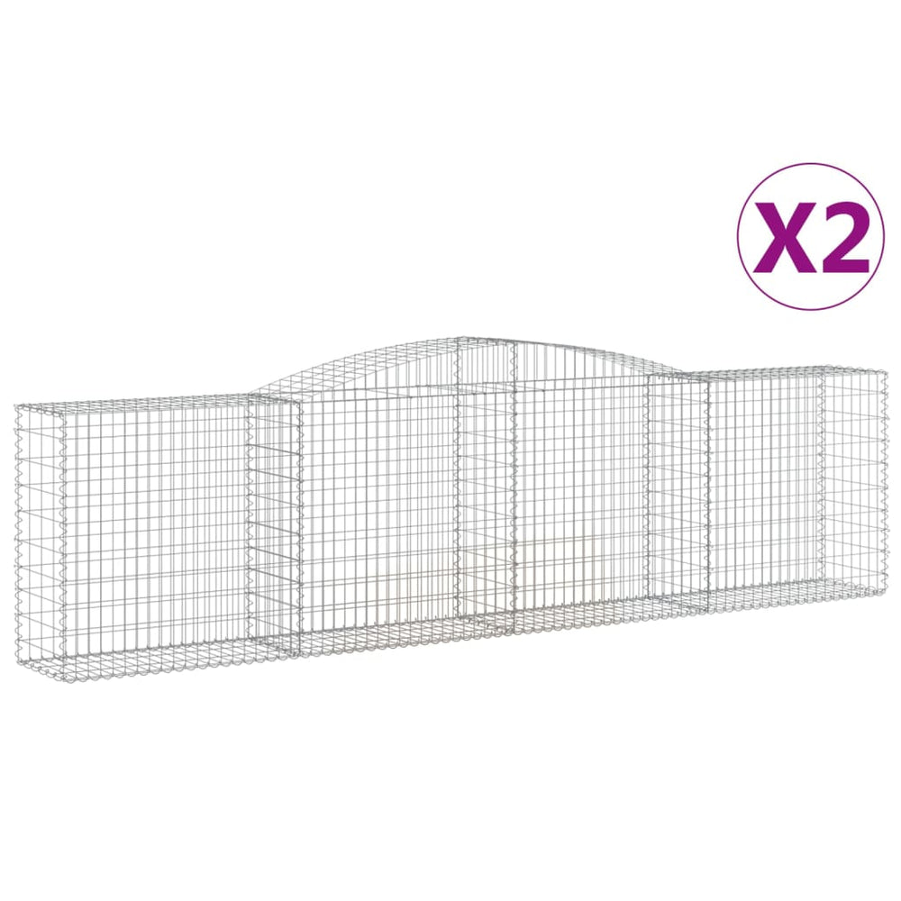 vidaXL Gabions avec arc surélevé 2 pcs 400x50x100/120cm Fer galvanisé