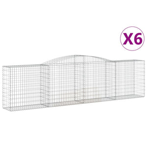 Gabionen mit Hochbogen 6 Stk. 400x50x100/120cm Verzinktes Eisen