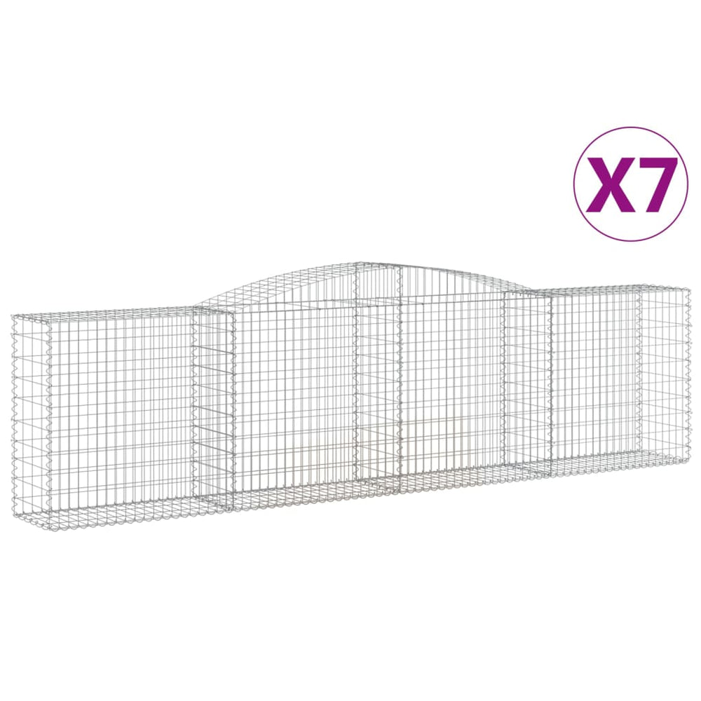 vidaXL Gabions avec arche 7 pcs 400x50x100/120cm Fer galvanisé