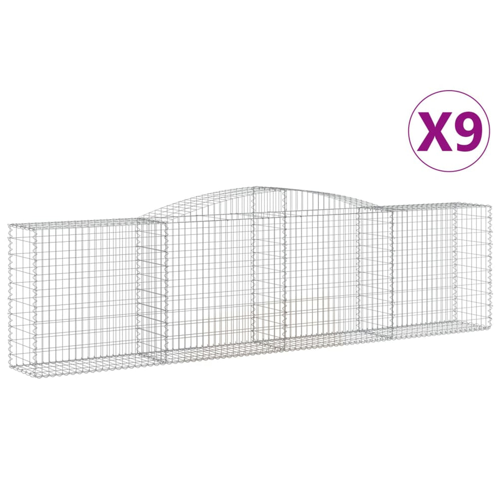 vidaXL Gabions avec arche 9 pcs 400x50x100/120cm Fer galvanisé