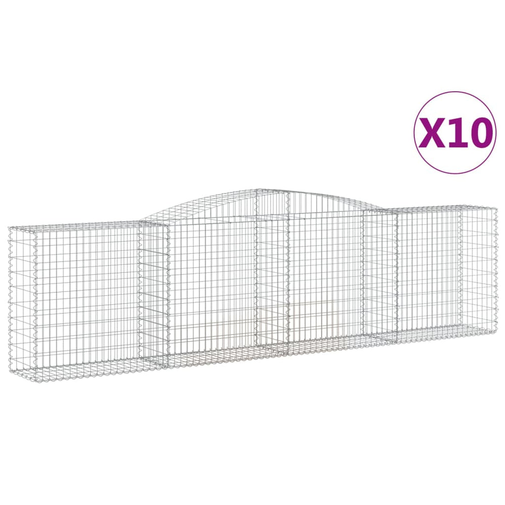 vidaXL Gabions à arc surélevé 10 pcs 400x50x100/120cm Fer galvanisé