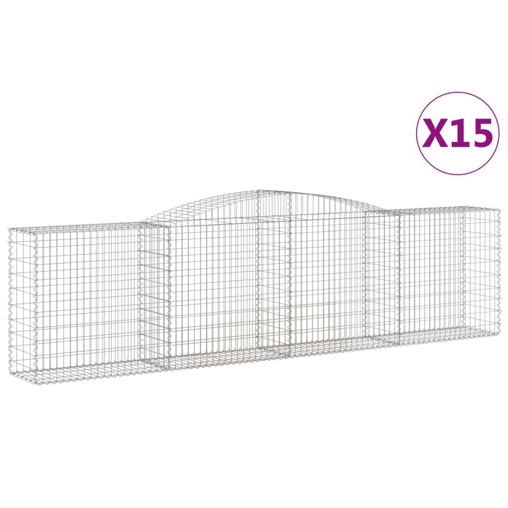 vidaXL Gabions avec arc surélevé 15 pcs 400x50x100/120cm Fer galvanisé
