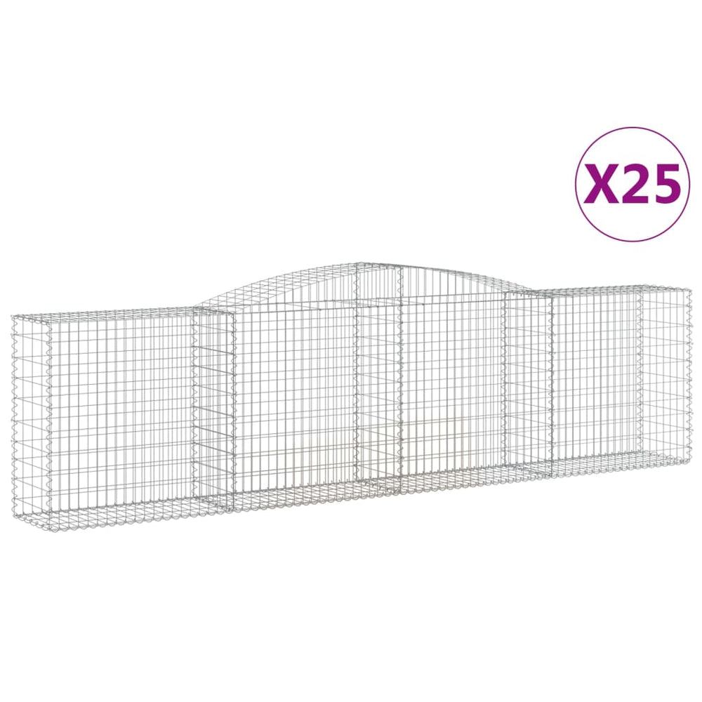 vidaXL Gabions avec arche 25 pcs 400x50x100/120 cm Fer galvanisé