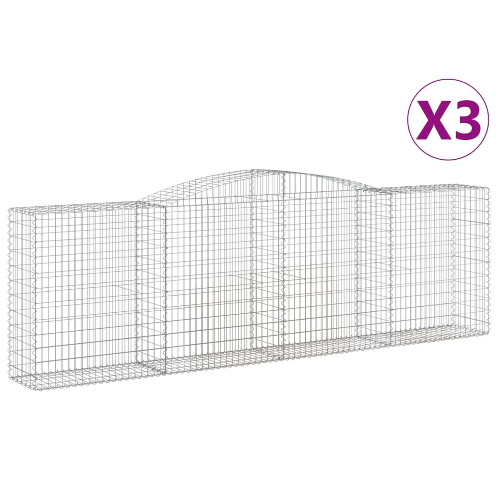 vidaXL Gabions avec arche 3 pcs 400x50x120/140 cm Fer galvanisé