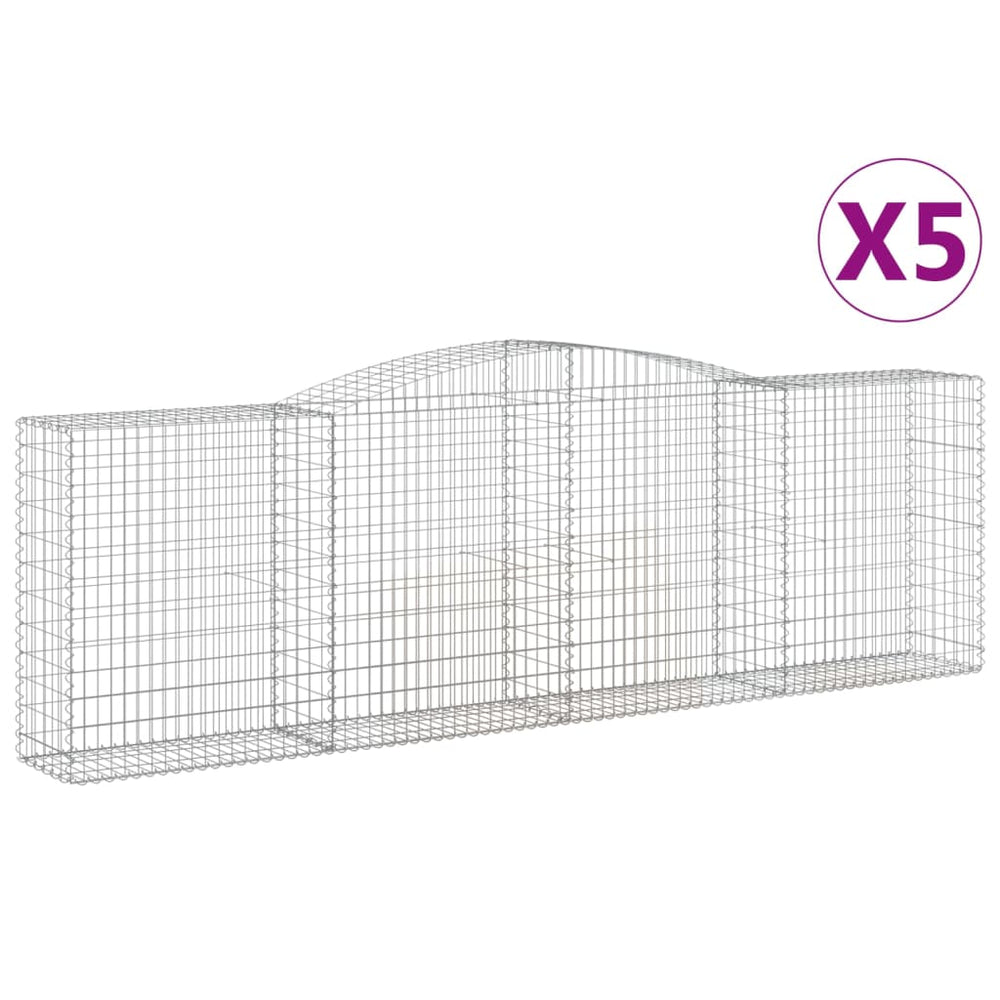 vidaXL Gabions avec arche 5 pcs 400x50x120/140cm Fer galvanisé