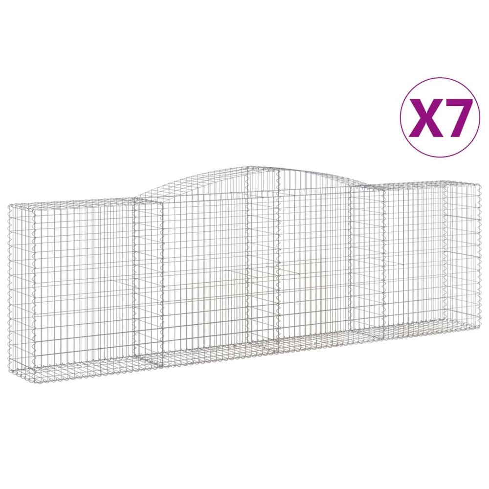 vidaXL Gabions avec arche 7 pcs 400x50x120/140cm Fer galvanisé