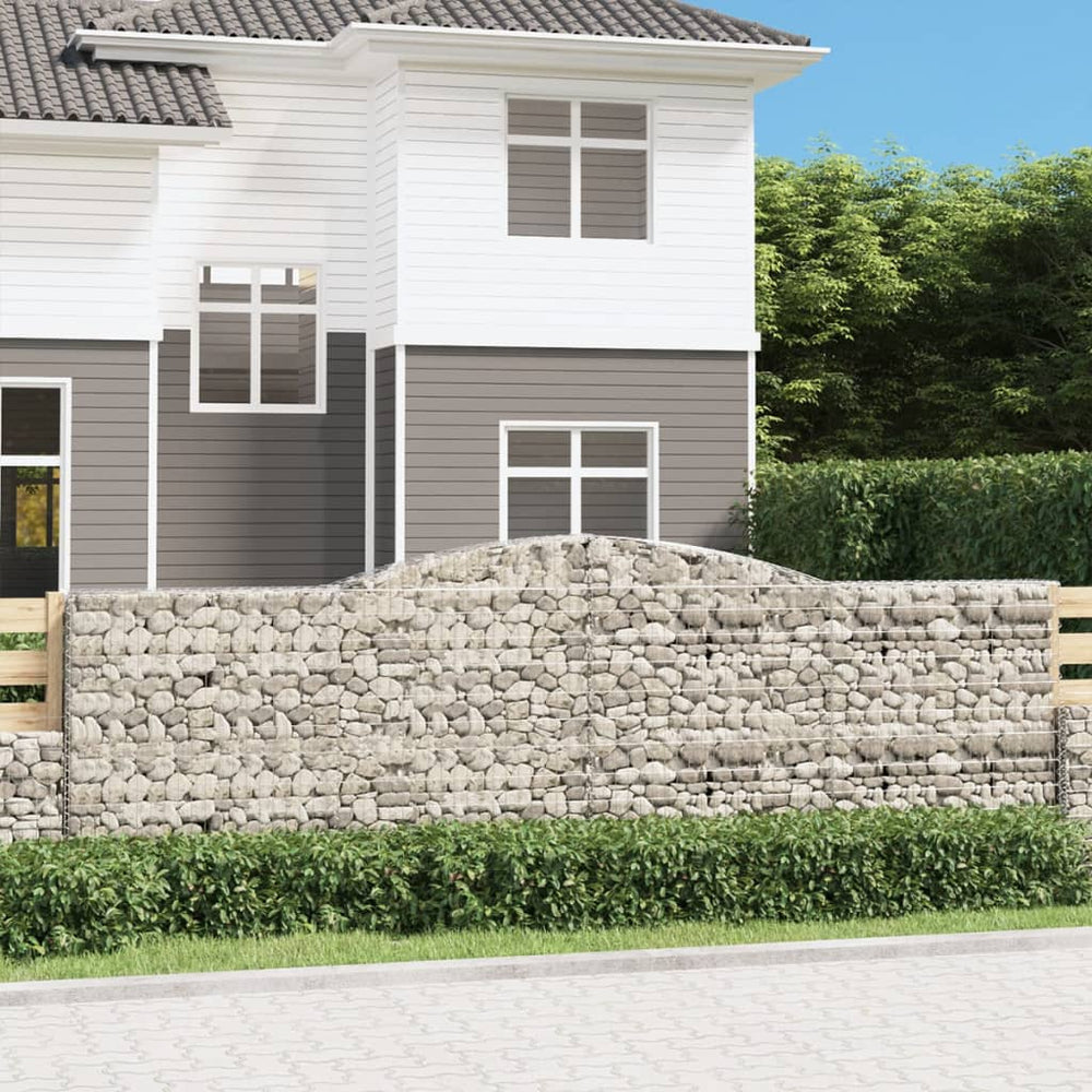 vidaXL Gabions avec arche 8 pcs 400x50x120/140 cm Fer galvanisé