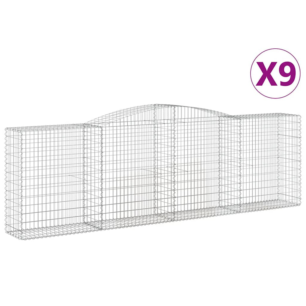 vidaXL Gabions avec arche 9 pcs. 400x50x120/140cm Fer galvanisé