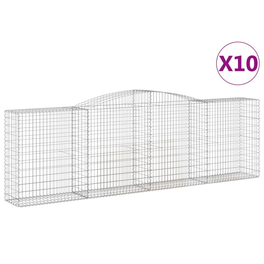vidaXL Gabions avec arc en relief 10 pcs 400x50x120/140 cm Fer galvanisé