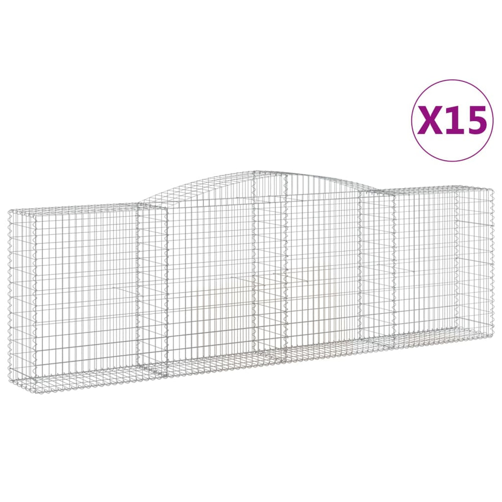 vidaXL Gabions avec arche haute 15 pces 400x50x120/140 cm Fer galvanisé
