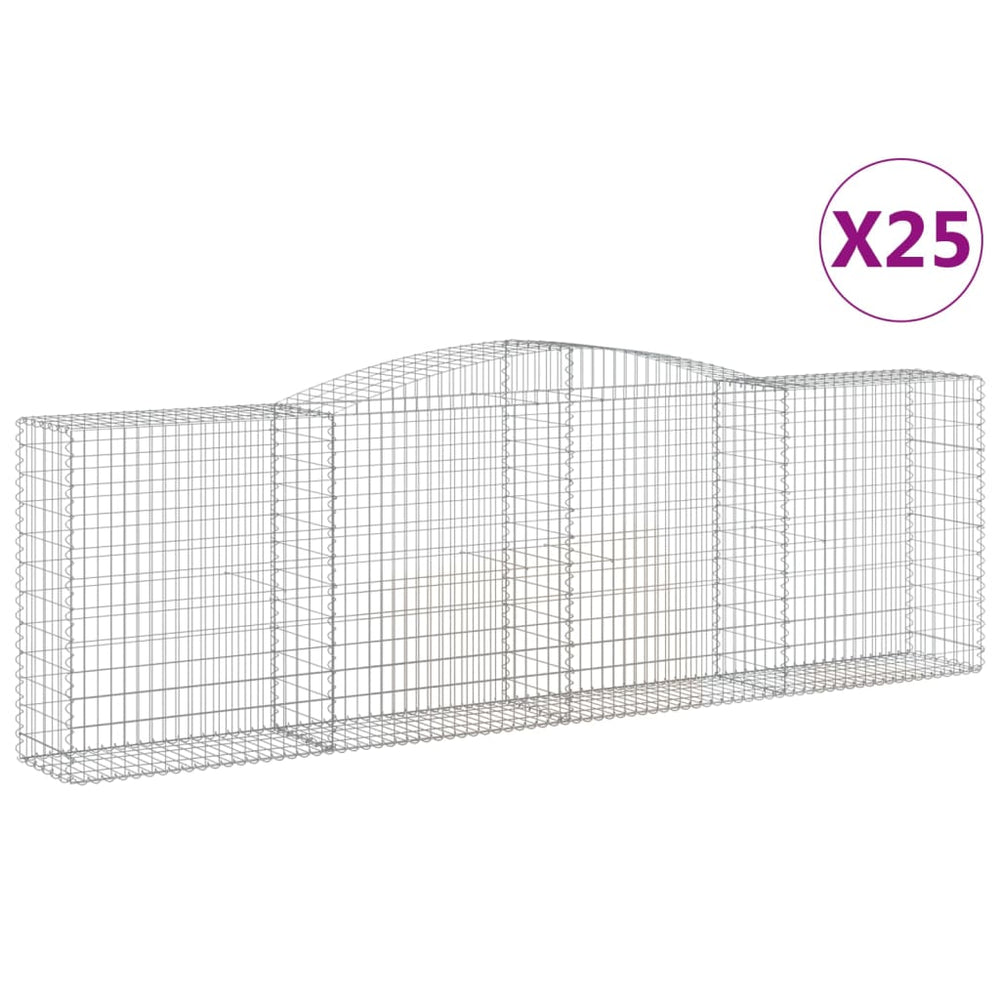 vidaXL Gabions à arche surélevée 25 pcs 400x50x120/140cm Fer galvanisé