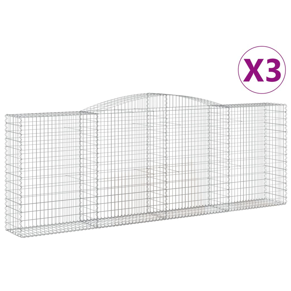 vidaXL Gabions à arc élevé 3 pcs 400x50x140/160 cm Fer galvanisé