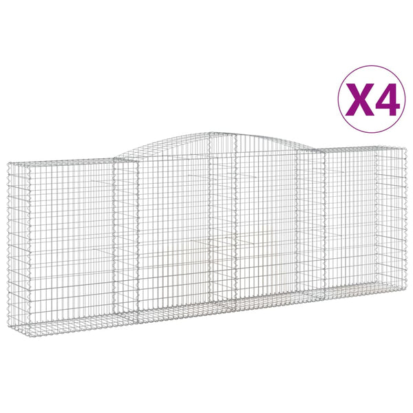 vidaXL Gabions avec arche 4 pcs 400x50x140/160 cm Fer galvanisé