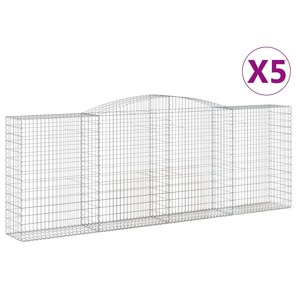 vidaXL Gabions avec arche 5 pcs 400x50x140/160cm Fer galvanisé