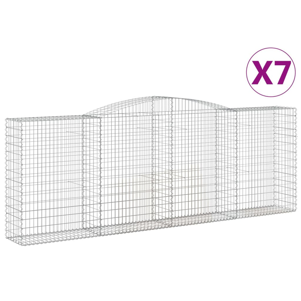 vidaXL Gabions à arche surélevée 7 pcs. 400x50x140/160cm Fer galvanisé