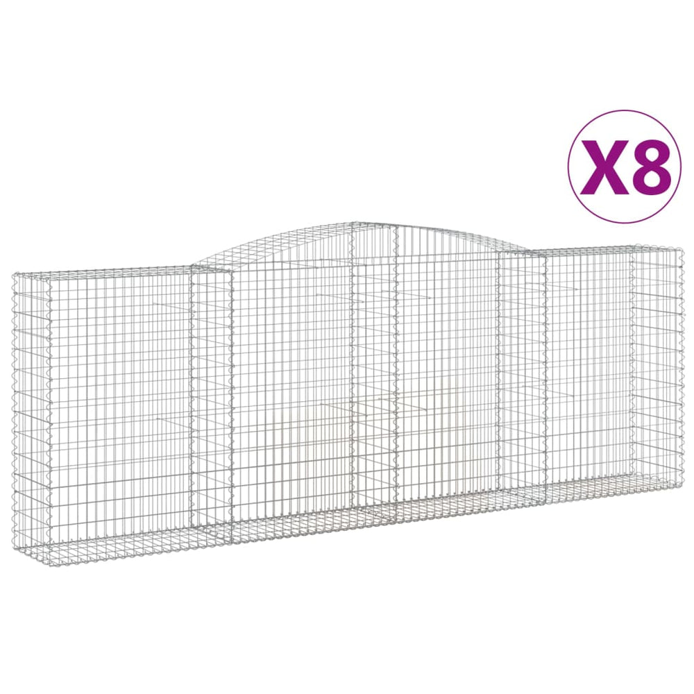 vidaXL Gabions avec arche 8 pcs 400x50x140/160cm Fer Galvanisé