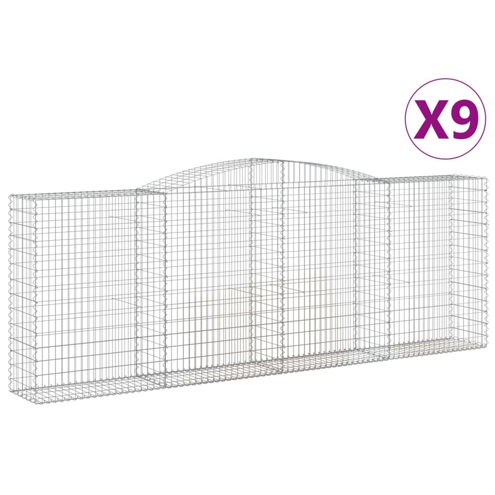 vidaXL Gabions avec arche haute 9 pcs 400x50x140/160cm Fer galvanisé