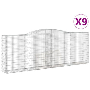 Gabionen mit Hochbogen 9 Stk. 400x50x140/160cm Verzinktes Eisen