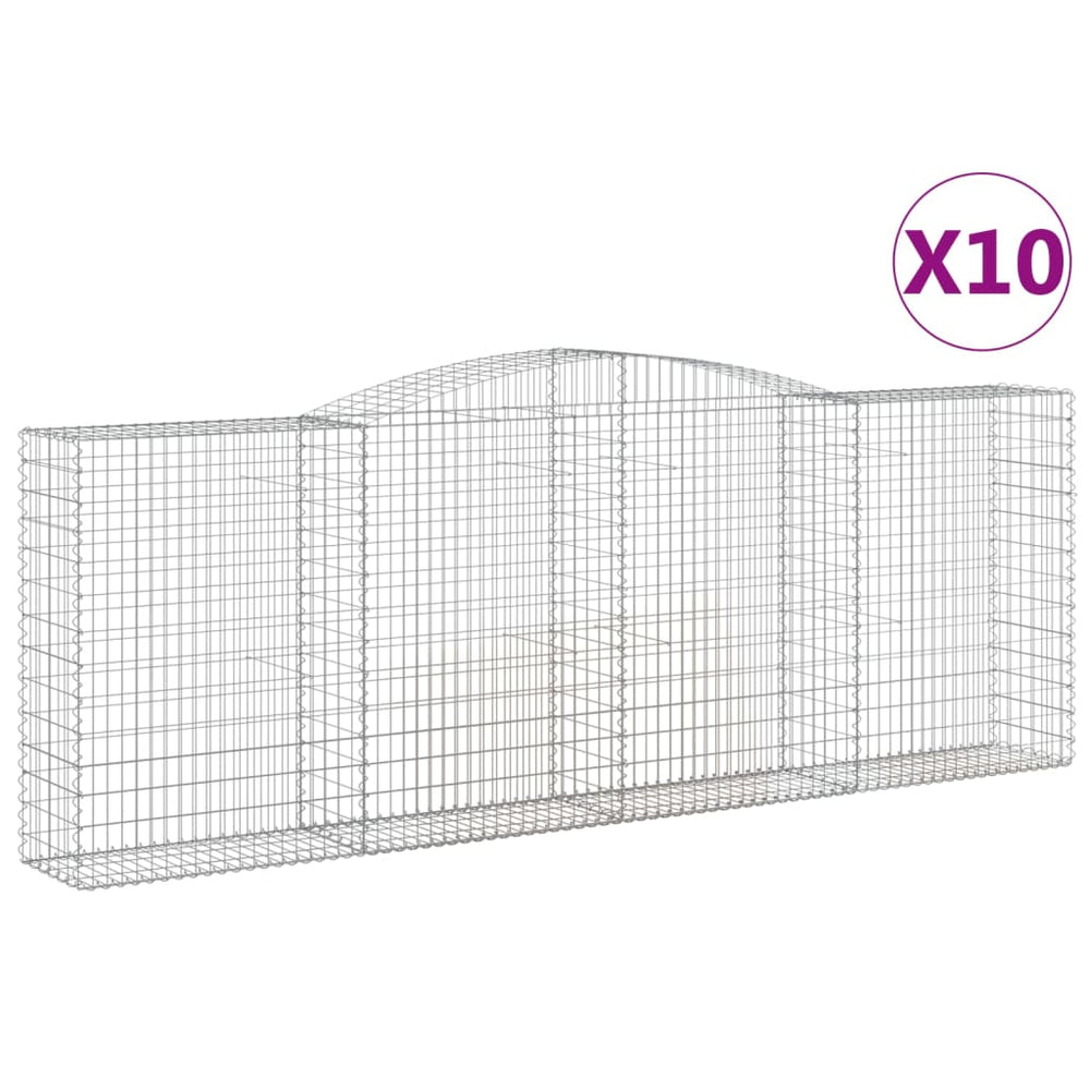 vidaXL Gabions avec arche 10 pcs 400x50x140/160cm Fer galvanisé