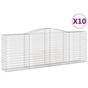 Gabionen mit Hochbogen 10 Stk 400x50x140/160cm Verzinktes Eisen