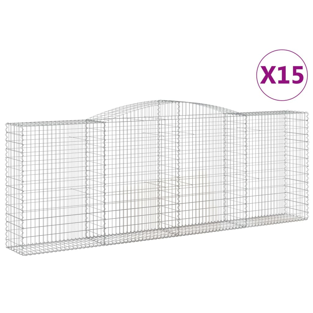 vidaXL Gabions à arc élevé 15 pcs 400x50x140/160 cm Fer galvanisé