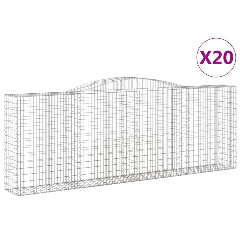 vidaXL Gabions à arc surélevé 20 pcs 400x50x140/160cm Fer galvanisé