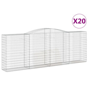 Gabionen mit Hochbogen 20 Stk 400x50x140/160cm Verzinktes Eisen
