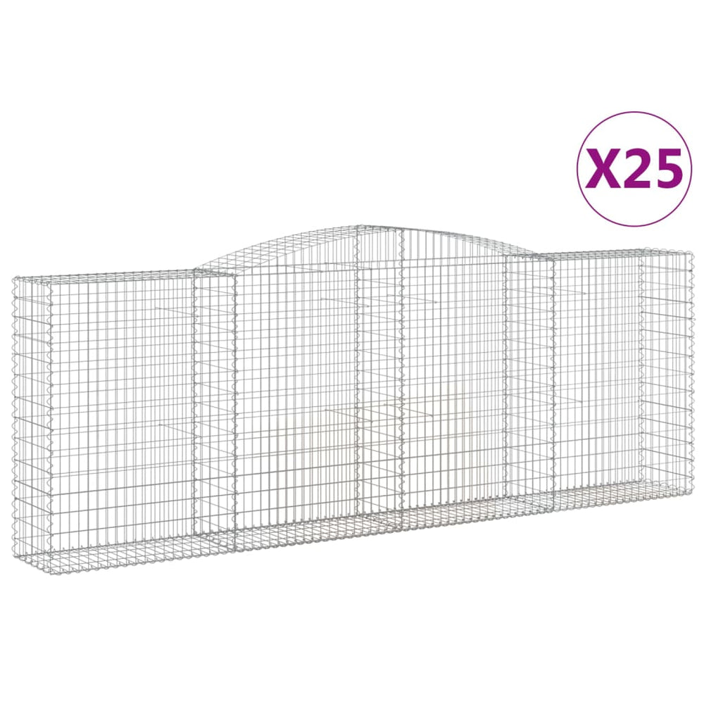 vidaXL Gabions avec arche 25 pcs 400x50x140/160 cm Fer galvanisé