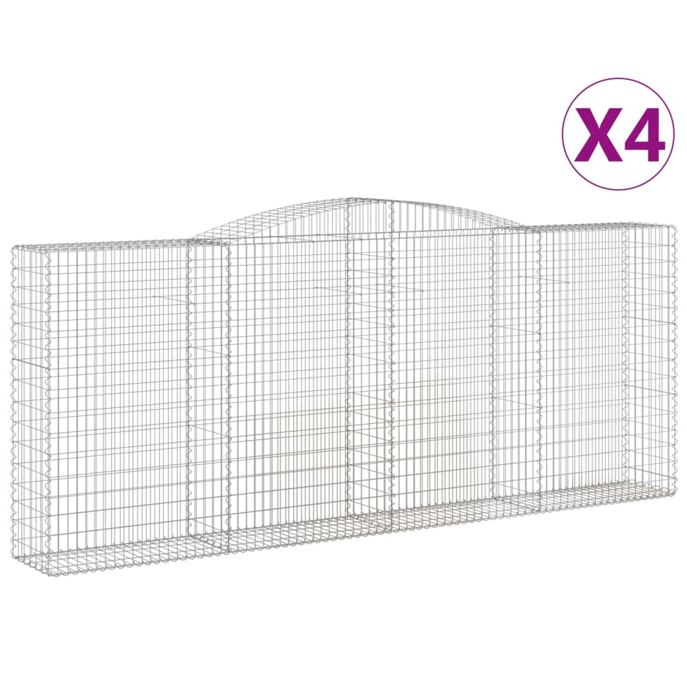 vidaXL Gabions avec arche haute 4 pcs 400x50x160/180cm Fer galvanisé