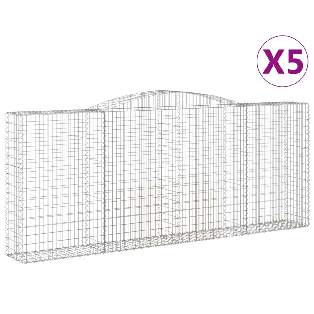 vidaXL Gabions avec arc surélevé 5 pcs 400x50x160/180cm Fer galvanisé