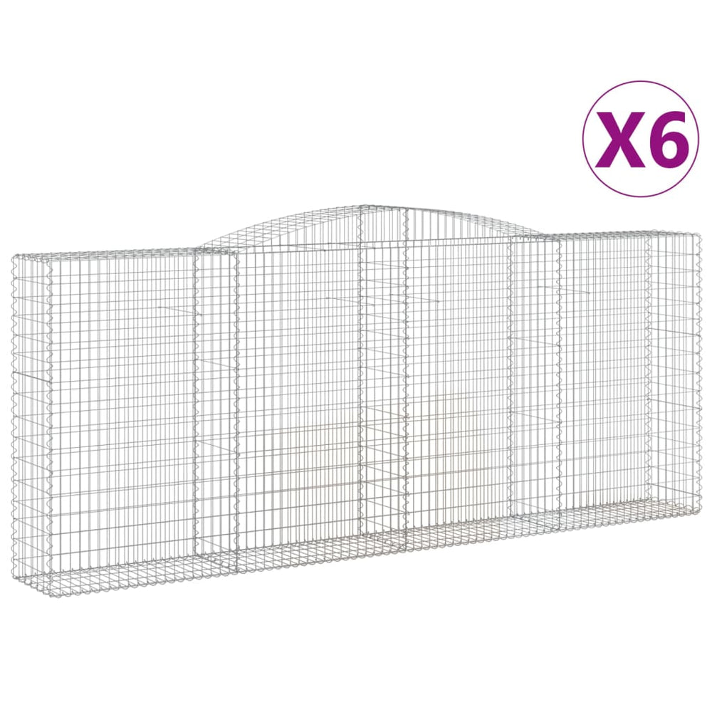 vidaXL Gabions avec arc supérieur 6 pcs 400x50x160/180cm Fer galvanisé