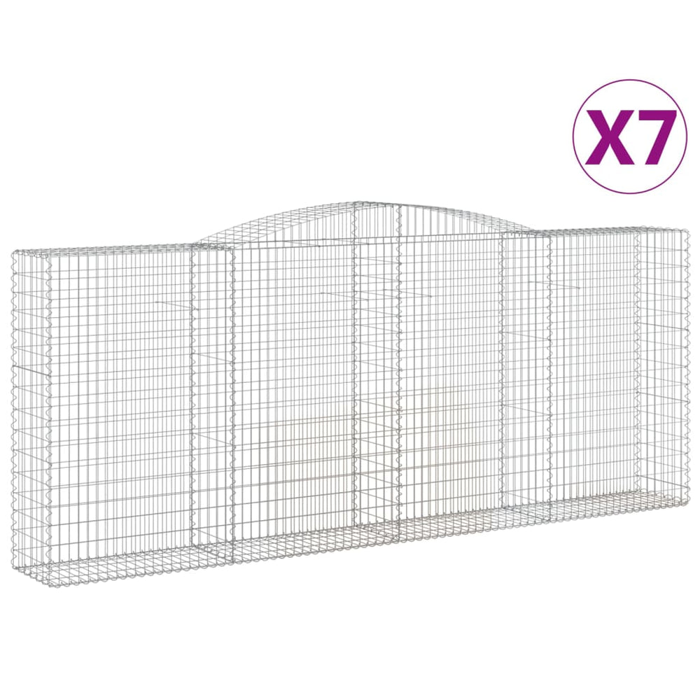 vidaXL Gabions avec arche 7 pcs 400x50x160/180cm Fer galvanisé