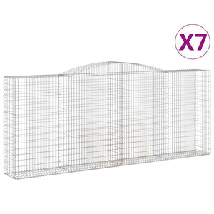 Gabionen mit Hochbogen 7 Stk. 400x50x160/180cm Verzinktes Eisen
