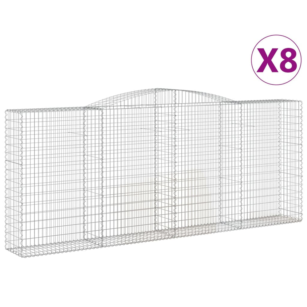 vidaXL Gabions avec arche 8 pcs 400x50x160/180cm Fer galvanisé