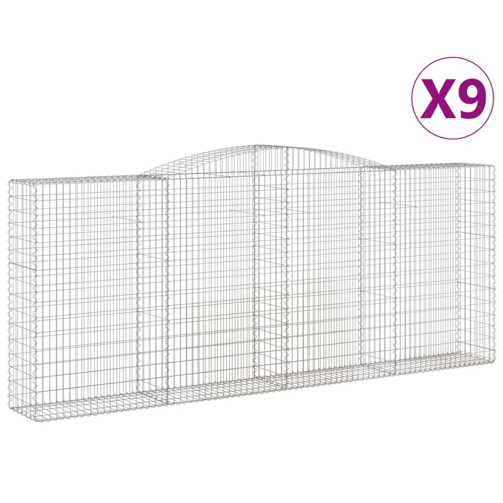 vidaXL Gabions à arc surélevé 9 pcs. 400x50x160/180cm Fer galvanisé