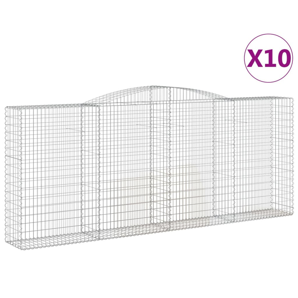 vidaXL Gabions avec arche haute 10 pcs 400x50x160/180cm Fer galvanisé