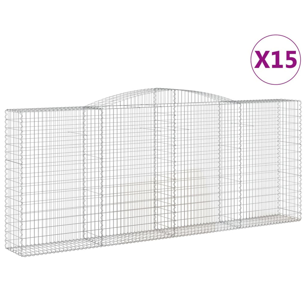 vidaXL Gabions avec arche 15 pcs 400x50x160/180cm Fer galvanisé