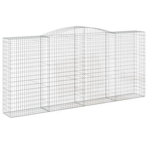 Gabionen mit Hochbogen 3 Stk. 400x50x180/200cm Verzinktes Eisen