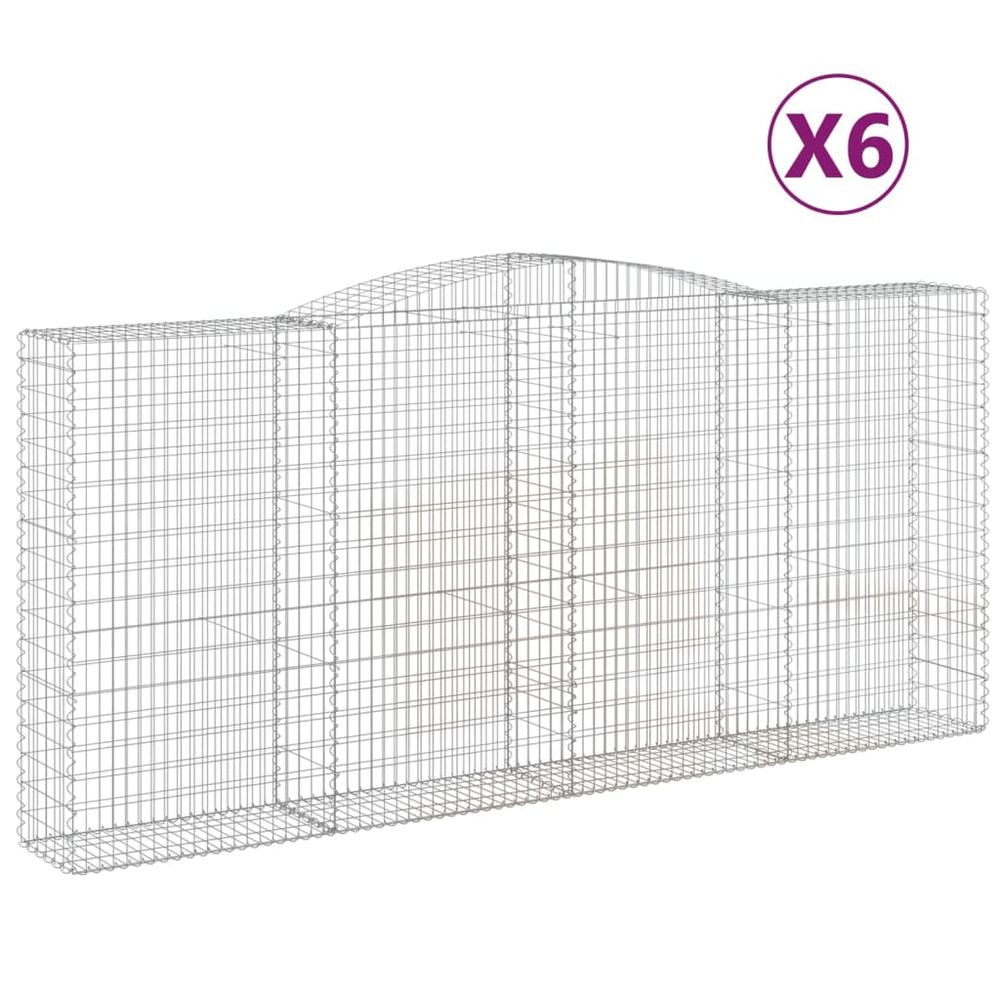 vidaXL Gabions avec arche haute 6 pcs 400x50x180/200cm Fer galvanisé
