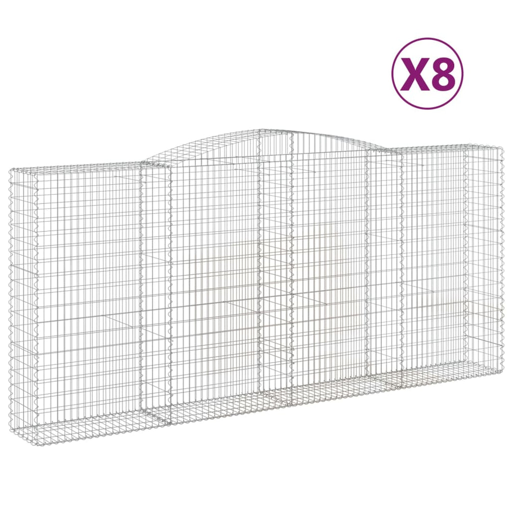 vidaXL Gabions avec arche 8 pcs 400x50x180/200cm Fer galvanisé