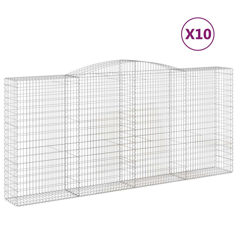 vidaXL Gabions à arche surélevée 10 pcs 400x50x180/200 cm Fer galvanisé