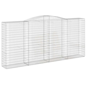 Gabionen mit Hochbogen 10Stk. 400x50x180/200cm Verzinktes Eisen