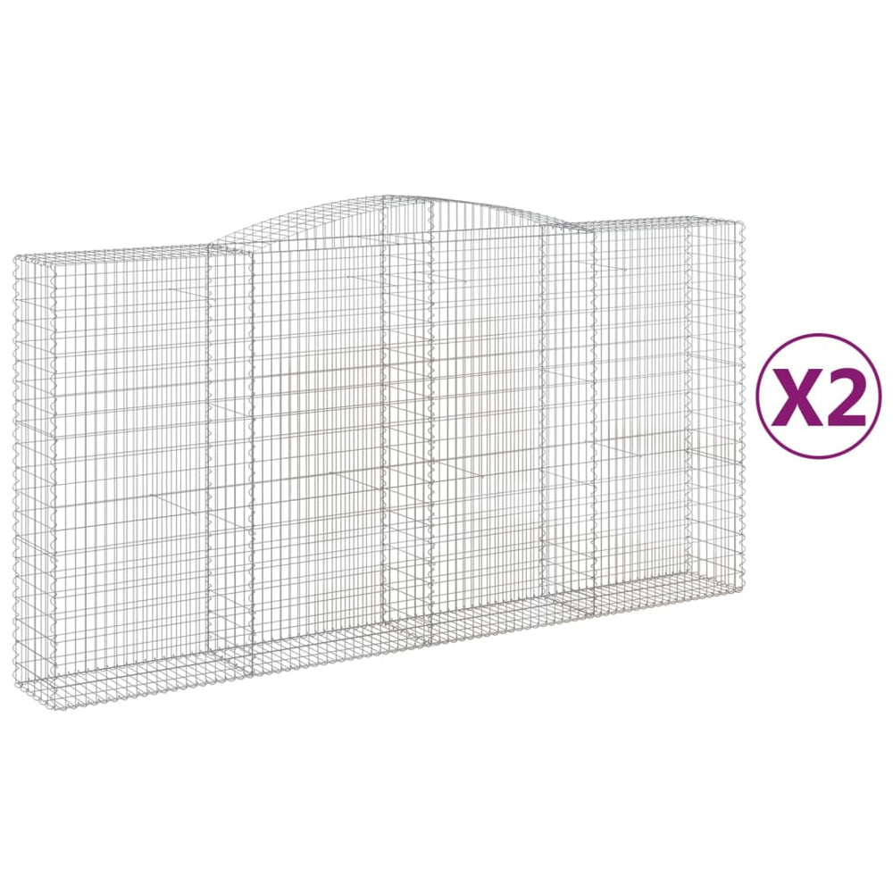 vidaXL Gabions avec arche haute 2 pcs 400x50x200/220cm Fer galvanisé