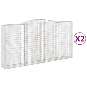 Gabionen mit Hochbogen 2 Stk. 400x50x200/220cm Verzinktes Eisen
