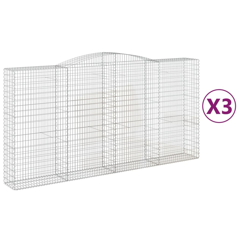 vidaXL Gabions avec arche 3 p. 400x50x200/220cm Fer galvanisé