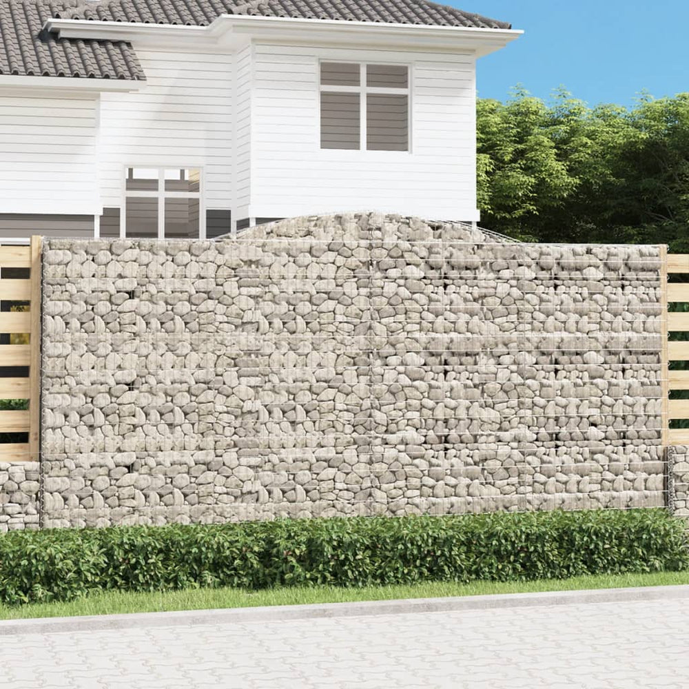 vidaXL Gabions avec arche 4 pcs 400x50x200/220cm Fer galvanisé