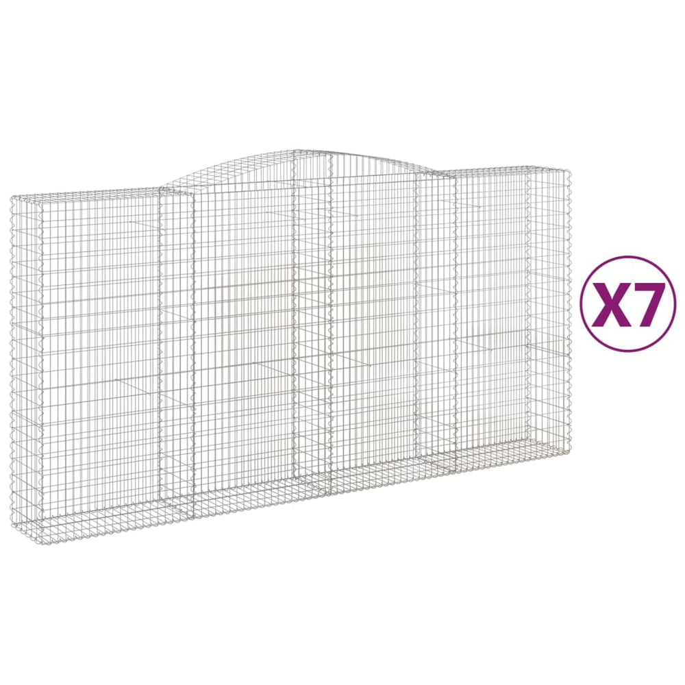 vidaXL Gabions avec arche 7 pcs 400x50x200/220 cm Fer galvanisé